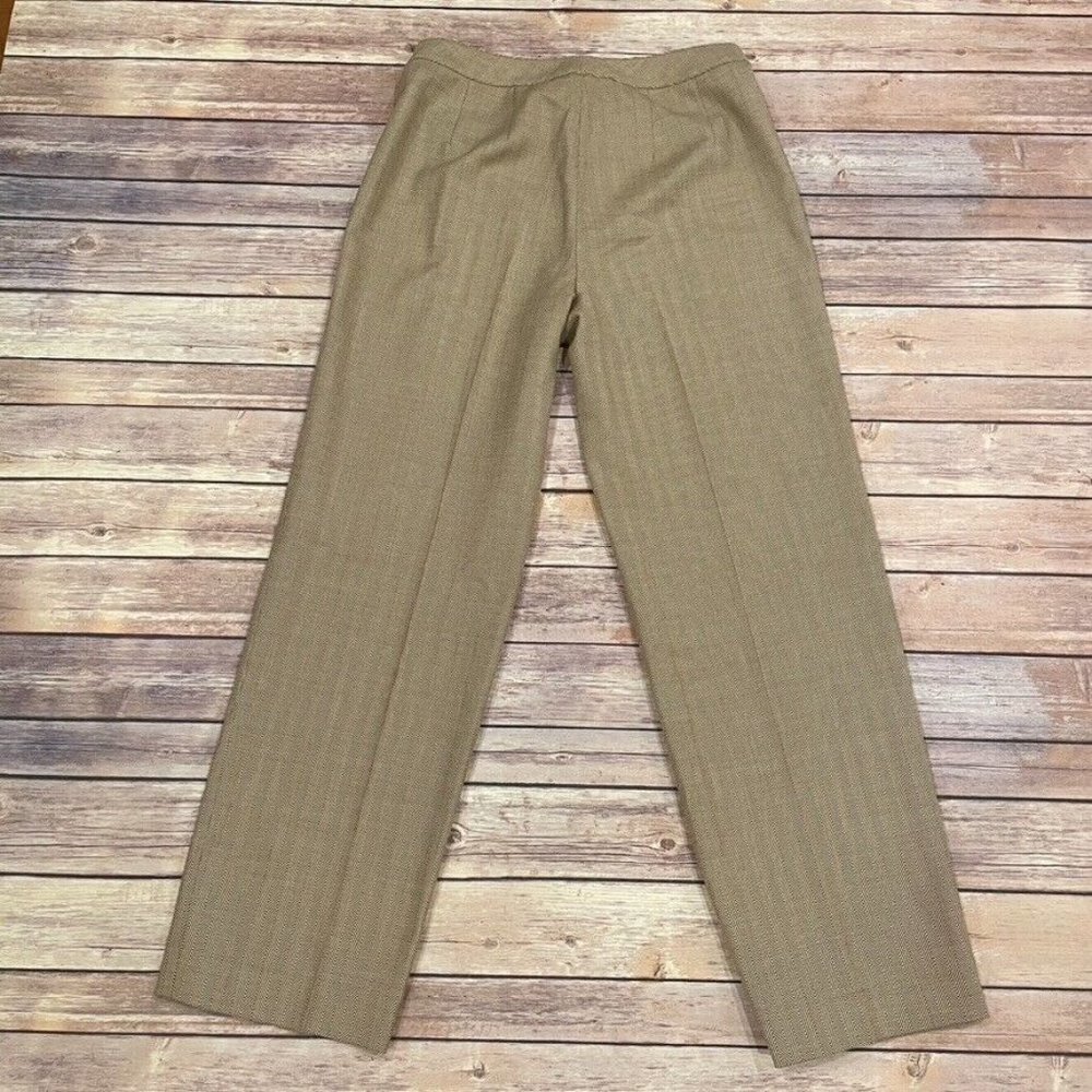 St John Herringbone Straight Leg Pants Crepe Cotton Blend Chevron - Picture 4 of 7